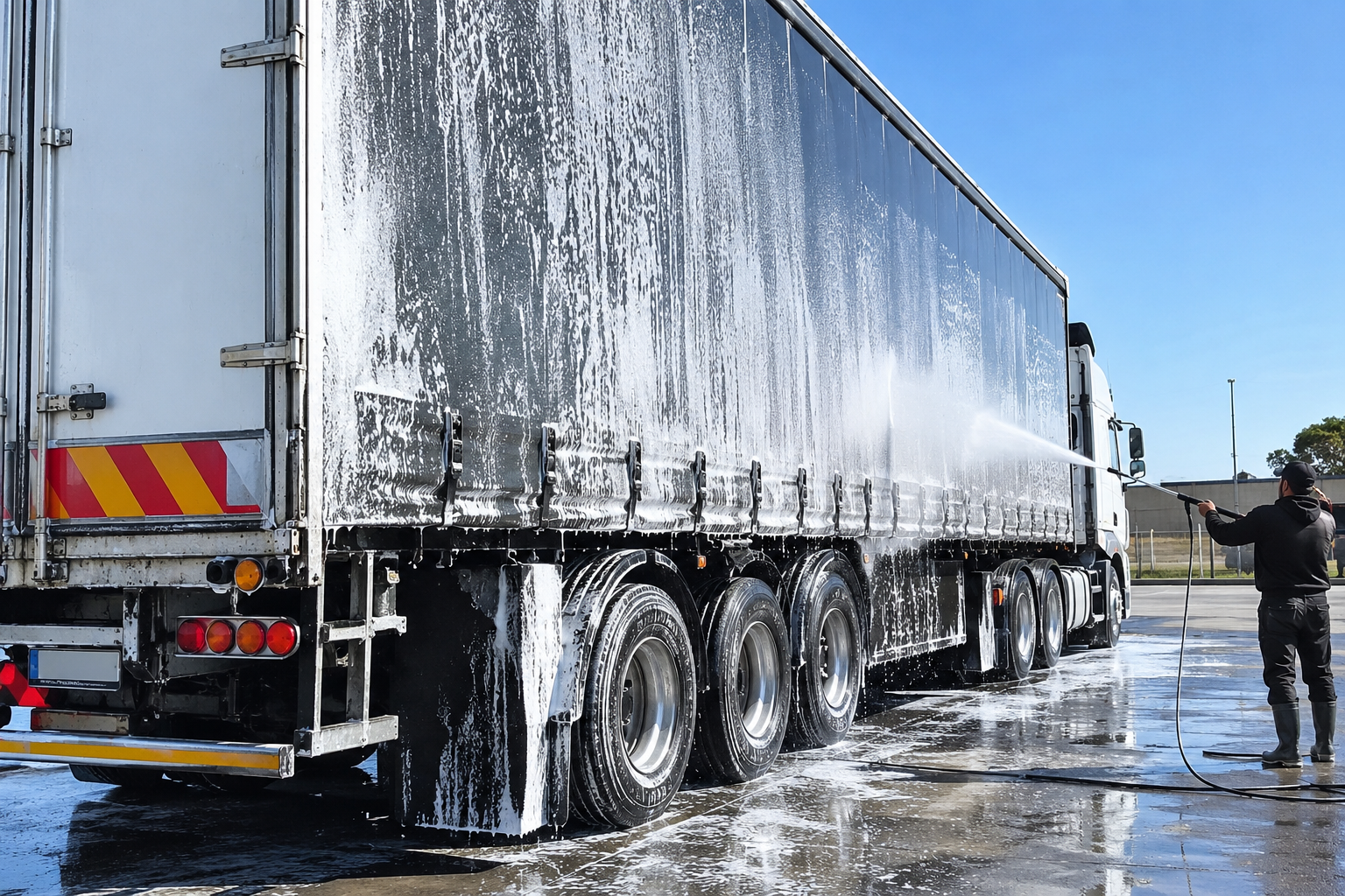 Trailer being washed